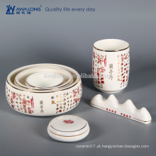 Chinês tradicional o erudito quatro jóias com poesia antiga, porcelana conjunto de louça